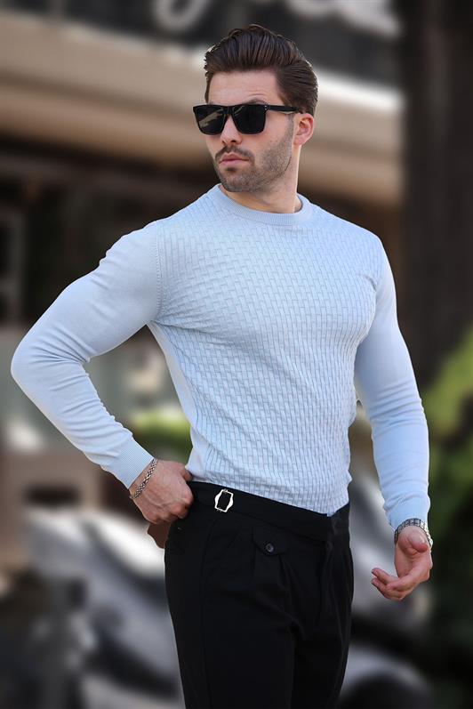 MDX Blue Patterned Men's Knit Sweater 7266 - Brăila
