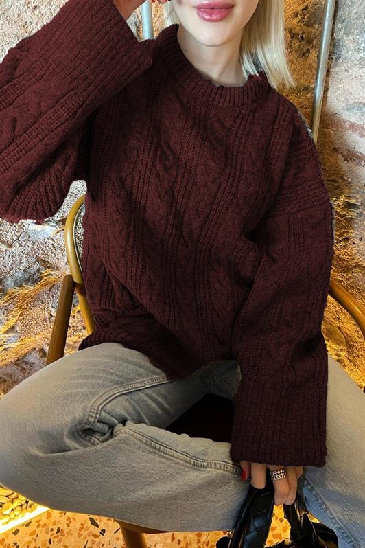MDX Burgundy Bicycle Collar Knitted Sweater MG2009 - Hinesville