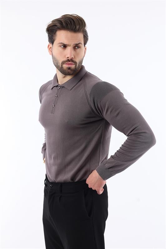 MDX Dark Gray Polo Neck Ribbed Long Sleeve Sweater E7264 - Campbell