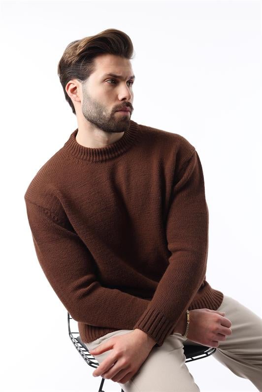 MDX Brown Bicycle Collar Overfit Men's Sweater E7402 - Moers