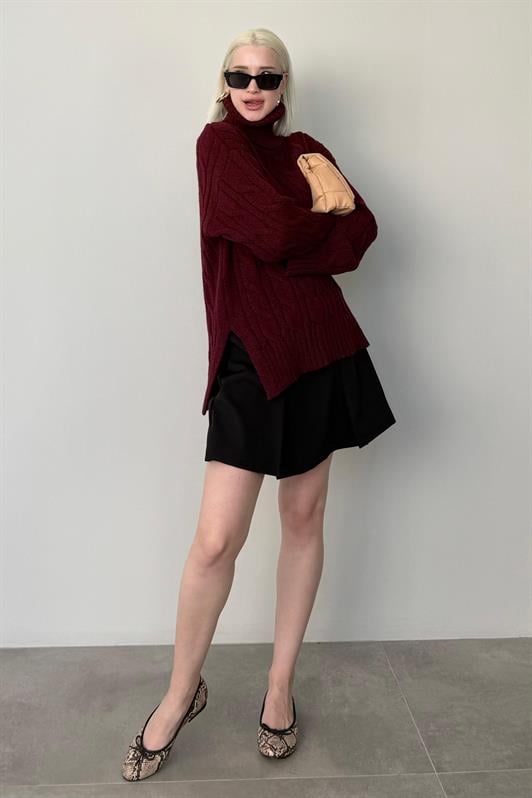 MDX Burgundy Turtleneck Sweater MG2376 - Alenquer