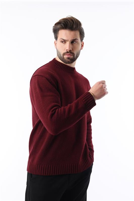 MDX Burgundy Bicycle Neck Oversized Men's Knit Sweater E7402 - Jiutepec