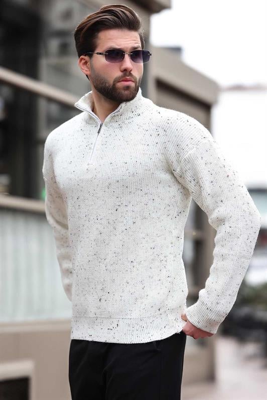 MDX Ecru Zip Neck Men's Sweater E7295 - Ladispoli
