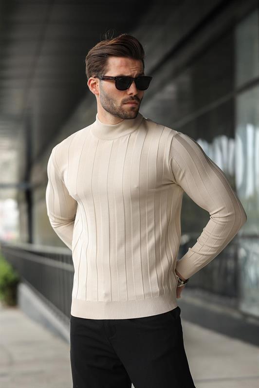 MDX Stone Color Half Fisherman Men's Sweater E7423 - Bragança