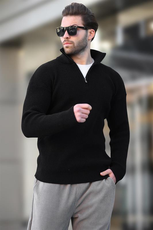 MDX Black Zip Neck Men's Sweater E7295 - Santo Domingo Tehuantepec