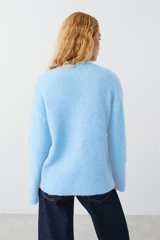 MDX Bebe Mavisi V Yaka Oversize Kadın Triko Kazak MG2149 - Lausanne