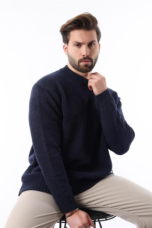 MDX Navy Blue Bicycle Collar Oversized Men's Sweater E7402 - Valle Hermoso