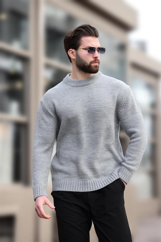 MDX Gray Bike Collar Overfit Men's Knit Sweater E7402 - Majadahonda