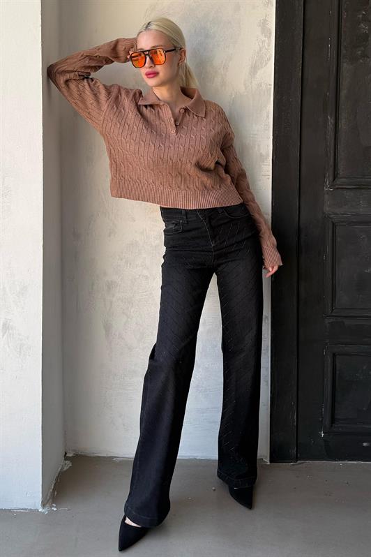 MDX Mink Hair Braided Polo Neck Women's Sweater Mg2310 - Beavercreek