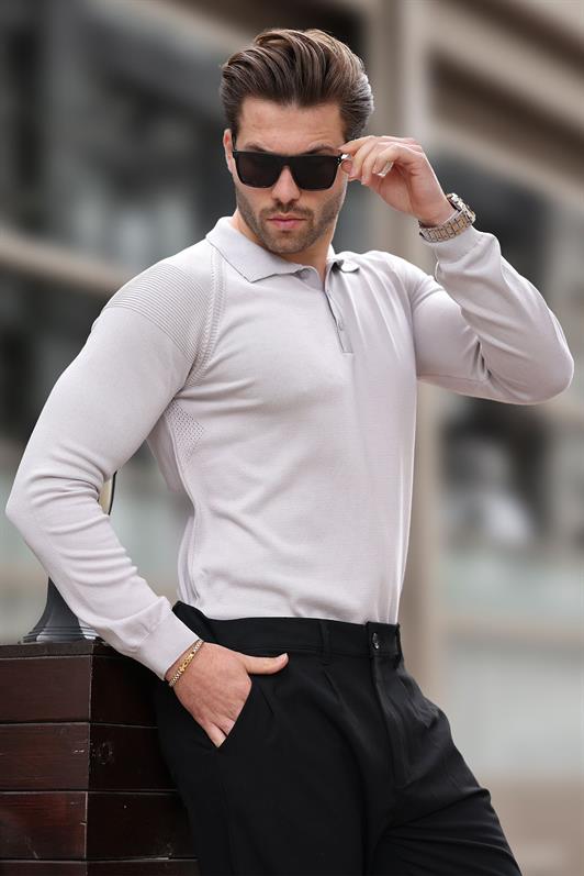 MDX Gray Polo Neck Ribbed Long Sleeve Sweater E7264 - Clacton-on-Sea