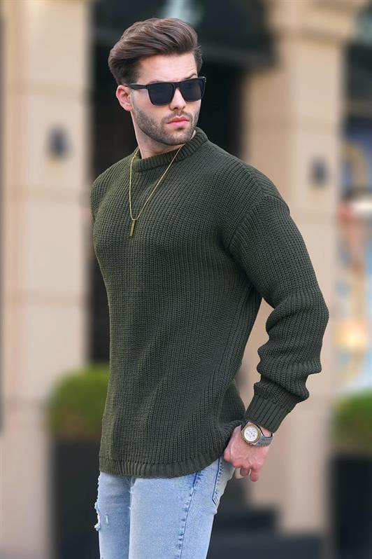 MDX Haki Bicycle Collar Long Sleeve Knitted Sweater 7246 - Orangeville