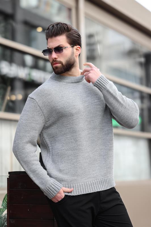 MDX Gray Bike Collar Overfit Men's Knit Sweater E7402 - Majadahonda