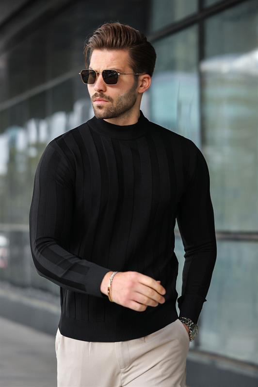 MDX Black Half Fisherman Male Sweater E7423 - Boca Raton