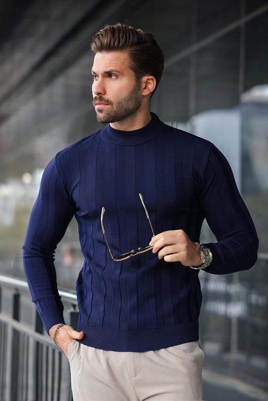 MDX Navy Half Fisherman Men's Sweater E7423 - Eau Claire