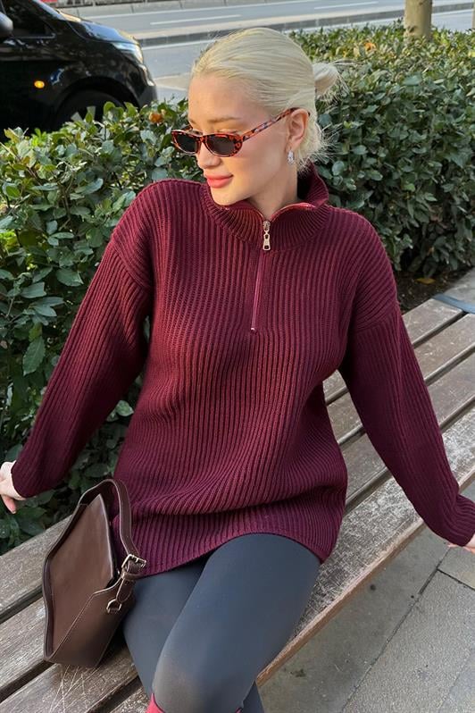 MDX Burgundy Zip Neck Basic Sweater MG1960 - West Allis
