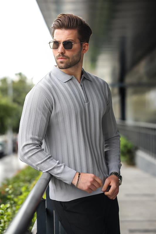MDX Gray Half-Zip Polo Neck Sweater E7426 - Uzhhorod