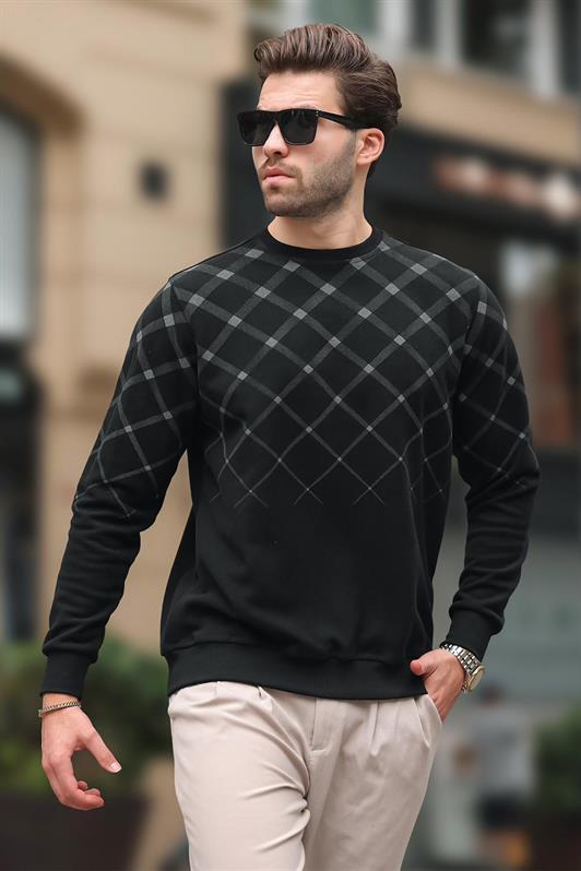 MDX Black Patterned Turtleneck Sweater 6019 - Round Lake Beach