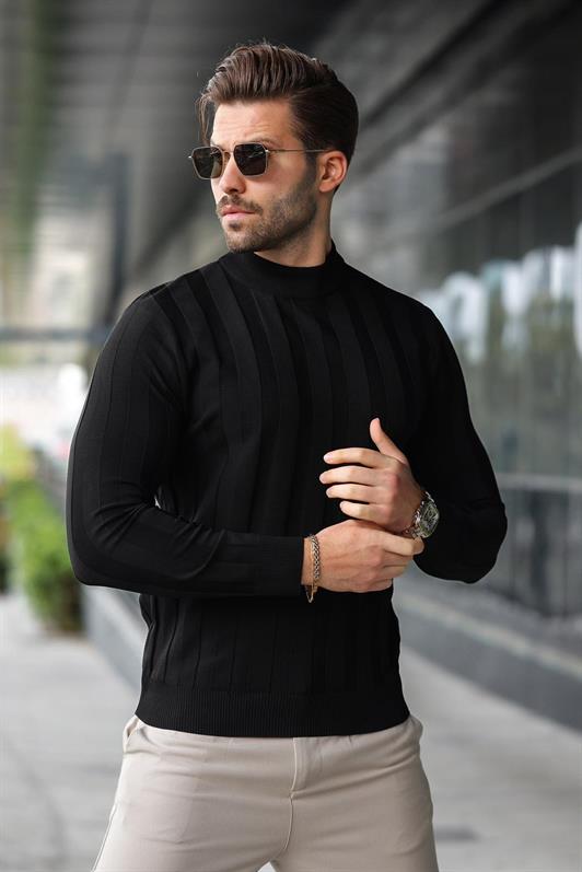 MDX Black Half Fisherman Male Sweater E7423 - Grugliasco