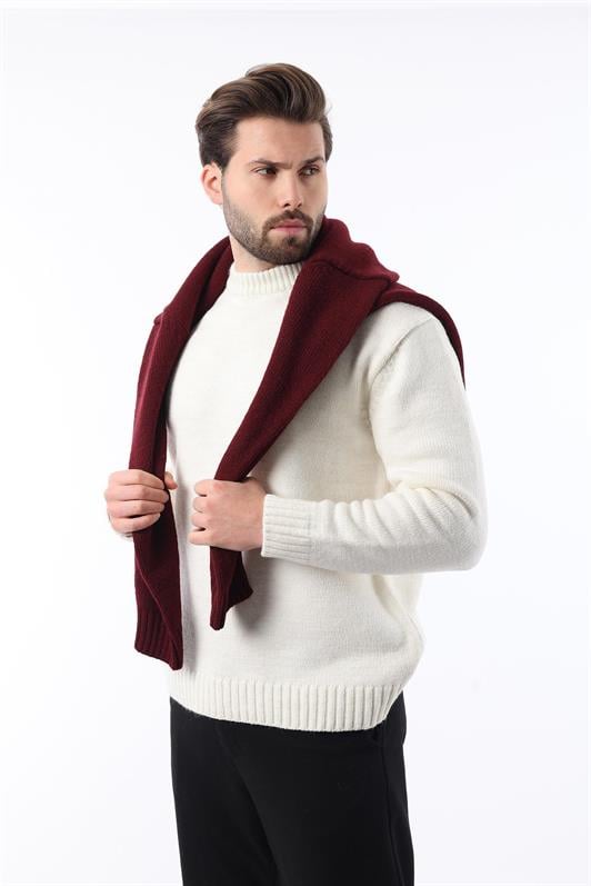 MDX Ecru Bicycle Neck Overfit Men's Knit Sweater E7402 - Jaén