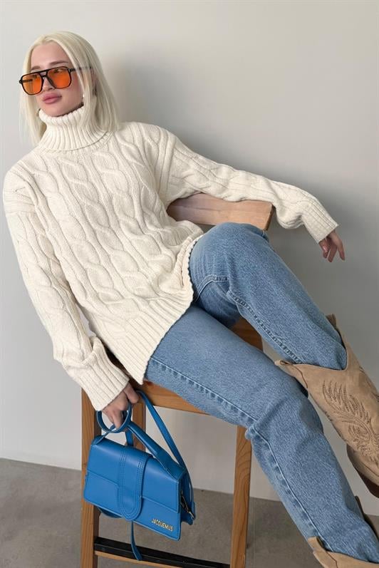 MDX Ecru Turtleneck Sweater MG2376 - Saronno