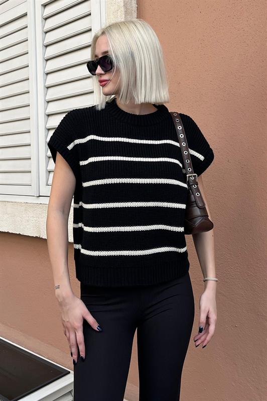 MDX Black Striped Knit Sweater MG2159 - Brasschaat