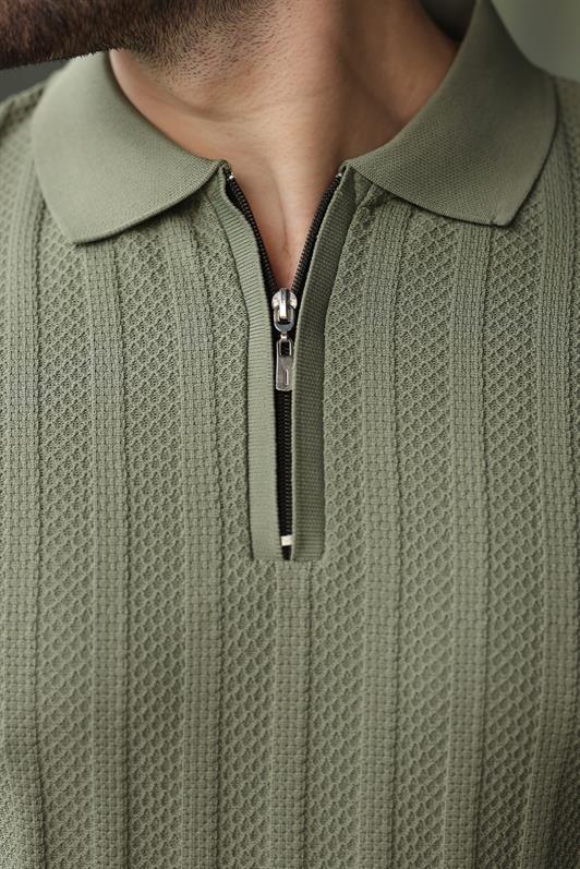 MDX Haki Half-Zip Polo Neck Sweater E7426 - Barri