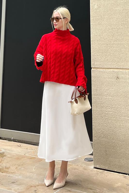 MDX Red Fisherman Collar Knitted Sweater MG2172 - Tiraspol