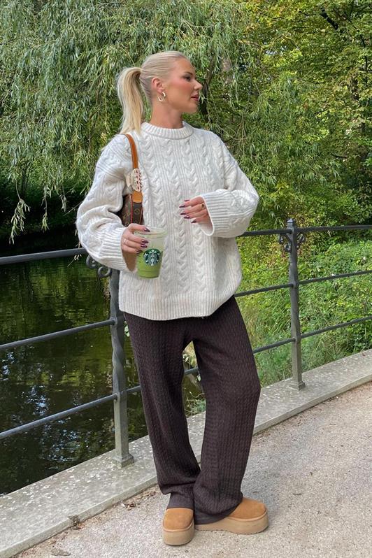 MDX Ecru Bicycle Collar Knitted Sweater MG2009 - Schagen