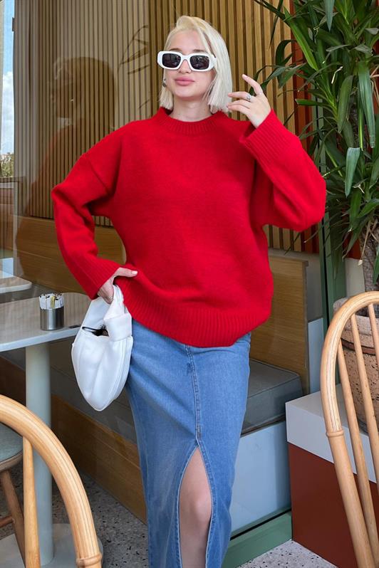 MDX Red Bicycle Collar Oversized Knit Sweater MG1972 - Ourém