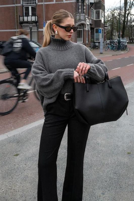 MDX Antrasit Boğazlı Kadın Triko Kazak Mg2535 - Saarlouis