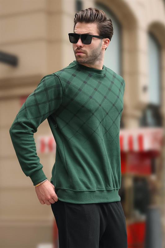 MDX Oil Green Patterned Turtleneck Sweater 6019 - Alvarado
