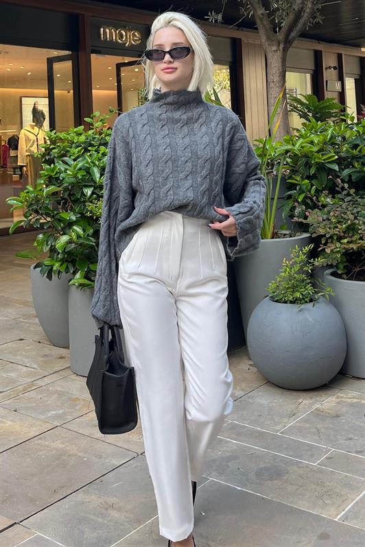 MDX Anthracite Fisherman Collar Knitted Sweater MG2172 - Honolulu