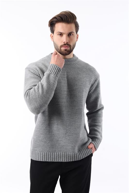 MDX Gray Bike Collar Overfit Men's Knit Sweater E7402 - Majadahonda