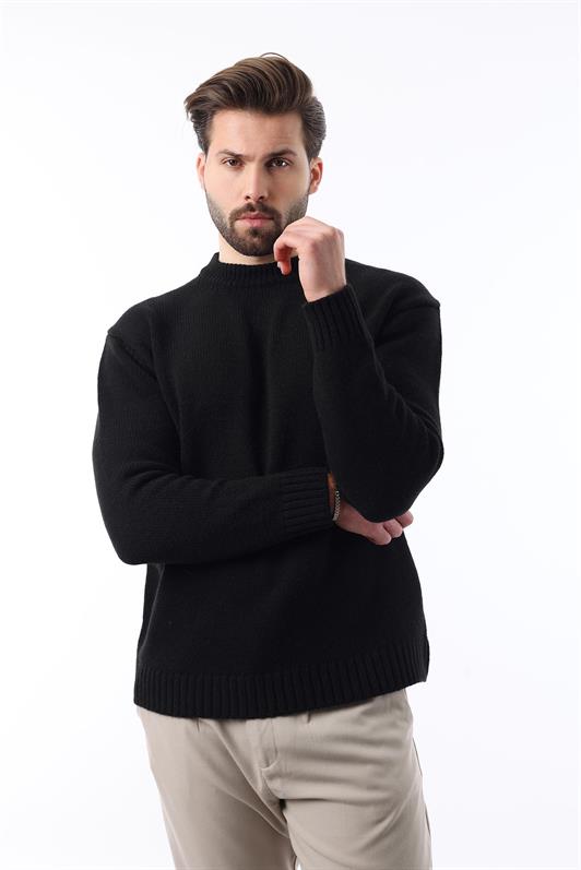 MDX Black Bicycle Collar Overfit Men's Sweater E7402 - Antioch