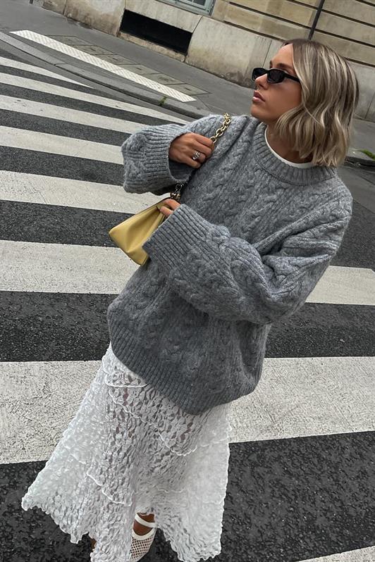 MDX Gray Bicycle Neck Knitted Sweater MG2009 - Houten