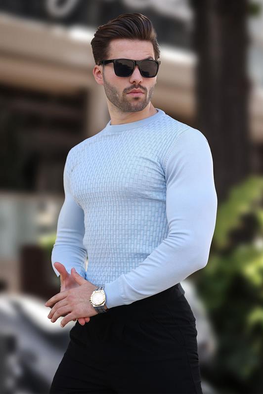 MDX Blue Patterned Men's Knit Sweater 7266 - Brăila