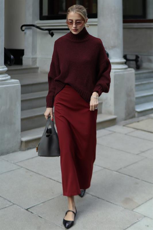 MDX Bordo Boğazlı Kadın Triko Kazak Mg2535 - Guaynabo