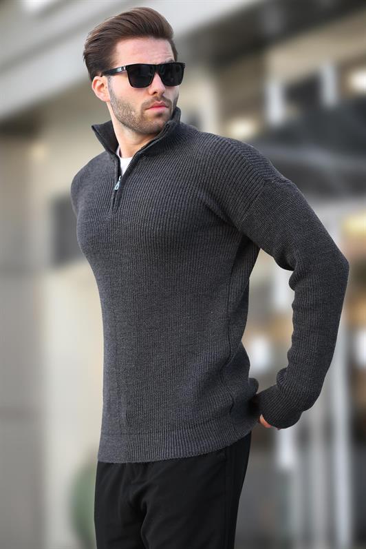 MDX Anthracite Zip Neck Men's Sweater E7295 - Warren