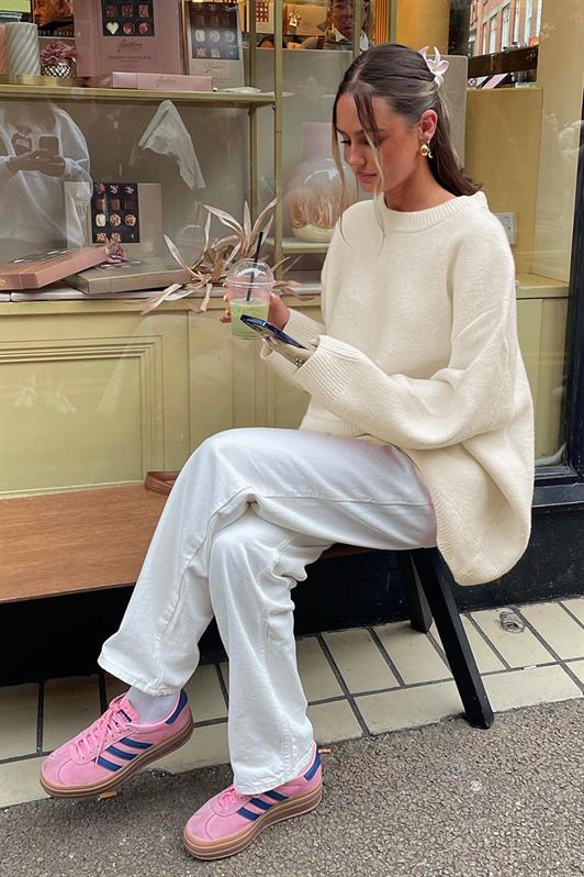 MDX Ecru Bicycle Collar Oversized Knit Sweater MG1972 - Newnan