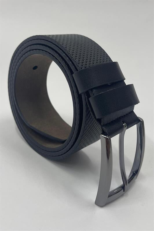 MDX Black Faux Leather Patterned Men's Belt 7223 - Council Bluffs