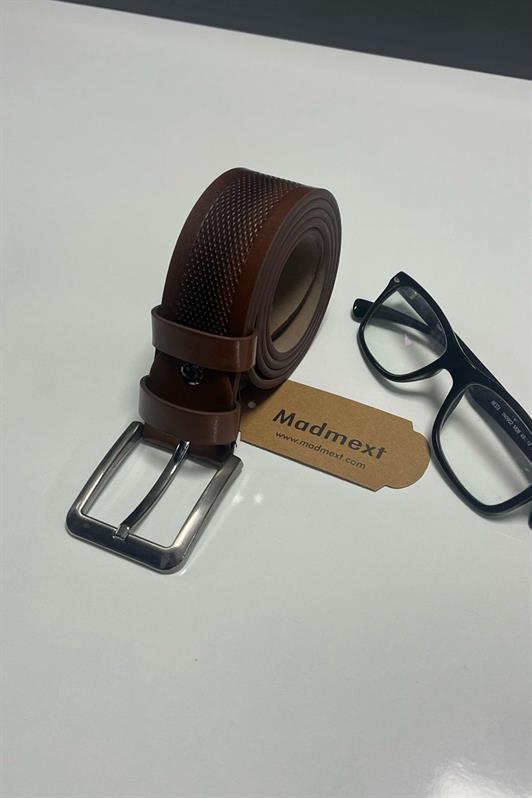 MDX Madmext Men's Faux Leather Patterned Brown Belt 6871 - Gaithersburg