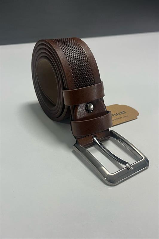 MDX Madmext Men's Faux Leather Patterned Brown Belt 6871 - Gaithersburg