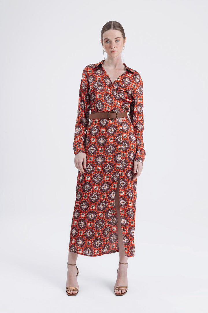 BSL Women Belt Detailed Midi Satin Dress - Hildesheim