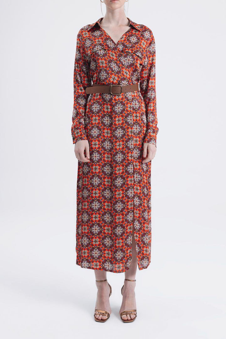 BSL Women Belt Detailed Midi Satin Dress - Hildesheim