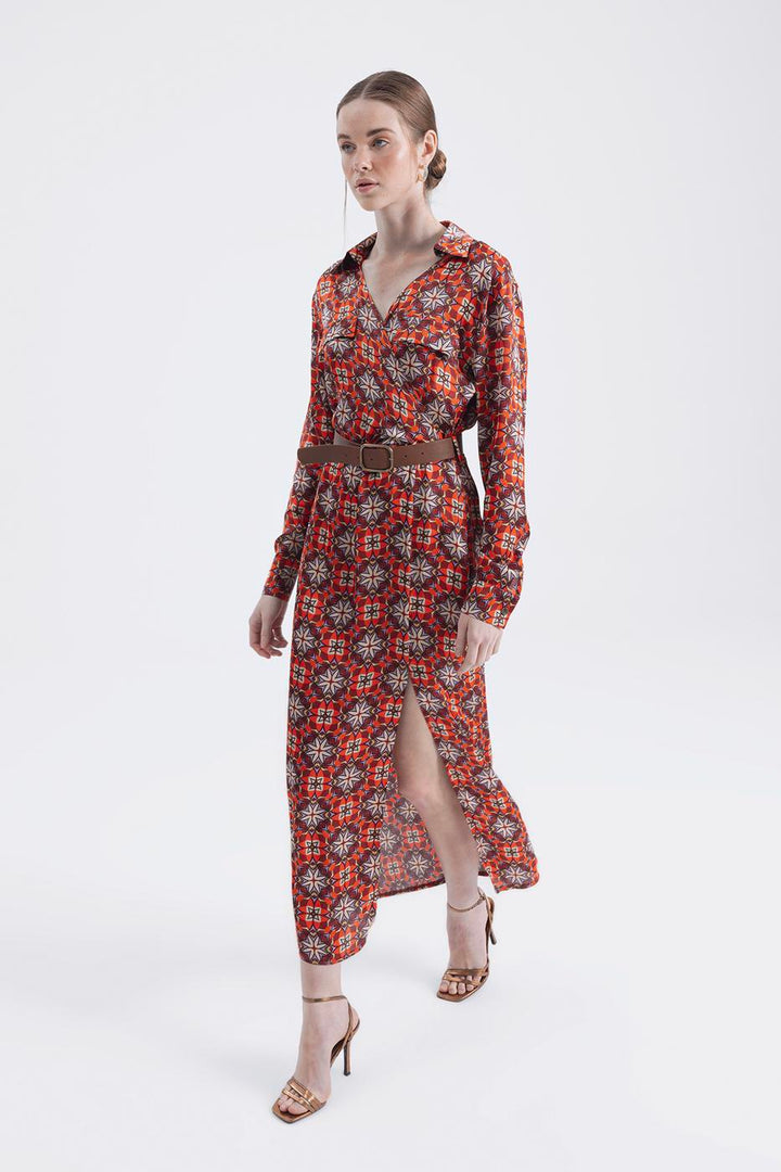 BSL Women Belt Detailed Midi Satin Dress - Hildesheim
