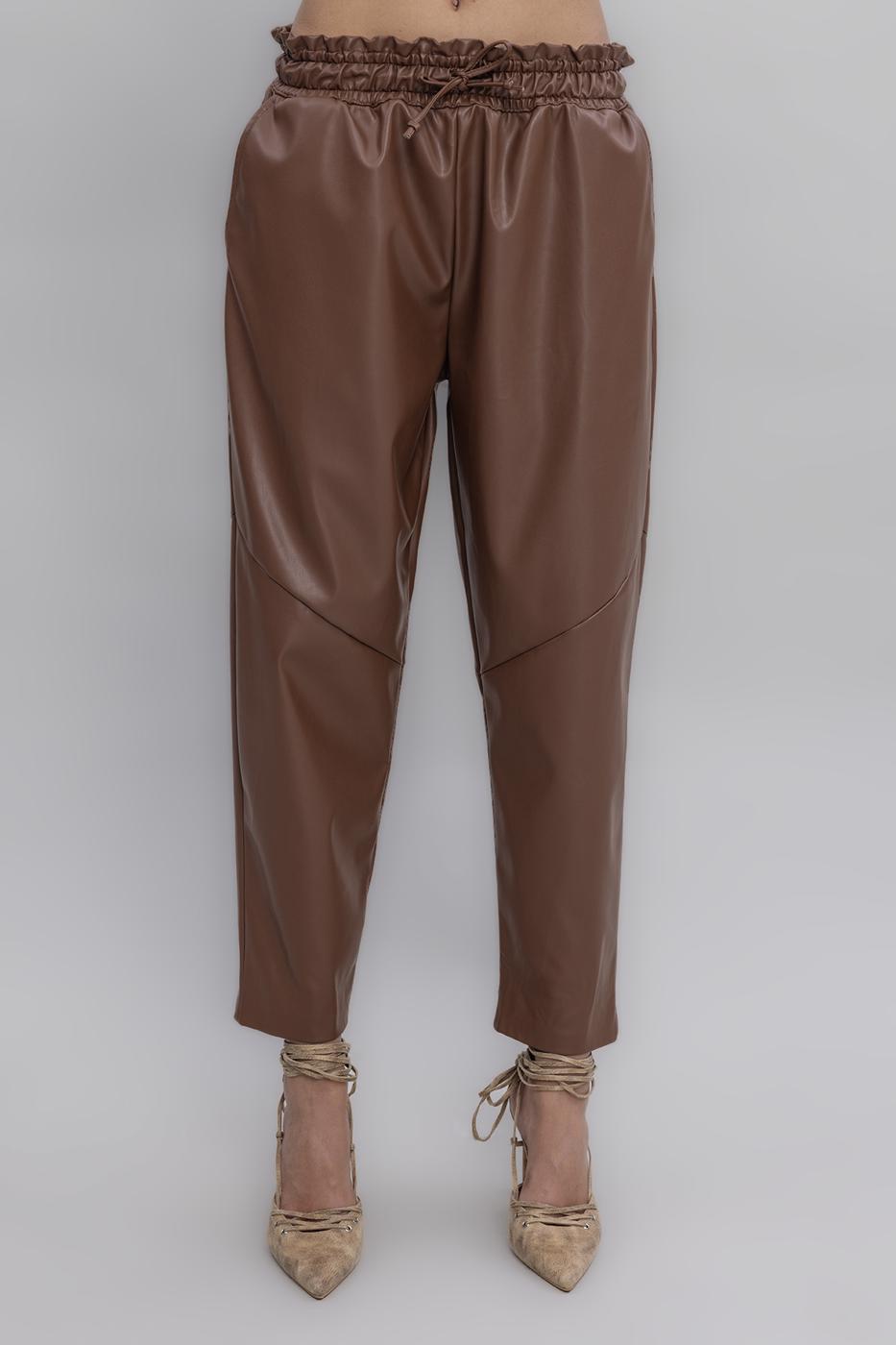 BSL Women Faux leather jogging pants with belt  - Thun
