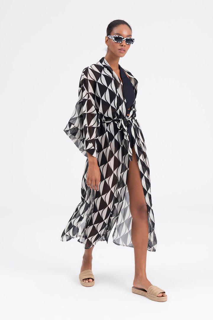 BSL Women Bat sleeve kimono with belt - Conway