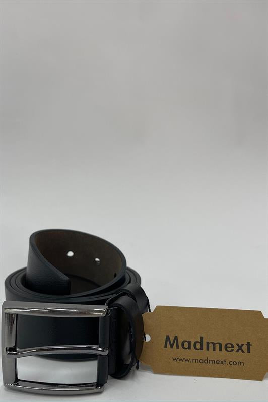 MDX Black Faux Leather Plain Men's Belt 7220 - Mountain View