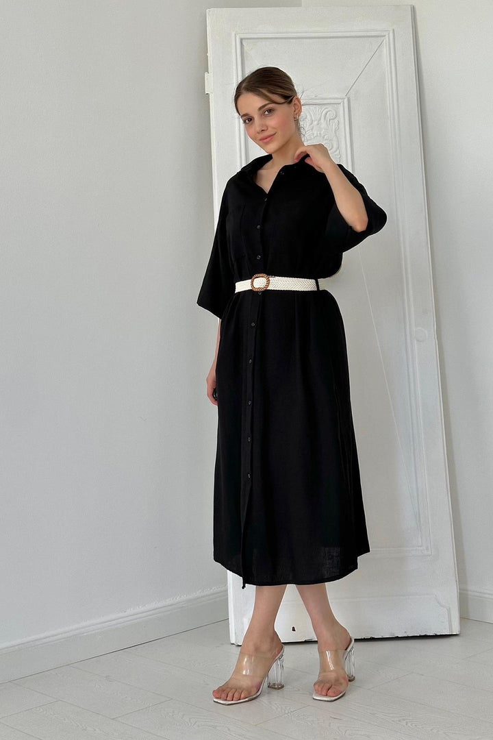 ELS Belted Dress - Black - Moncalieri