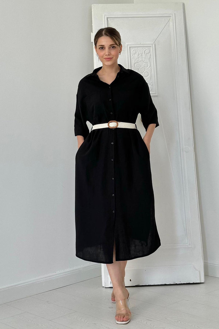 ELS Belted Dress - Black - Moncalieri